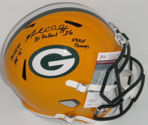 Packers NICK COLLINS Signed Full Size Replica Speed Helmet AUTO w/ 3 Scripts JSA