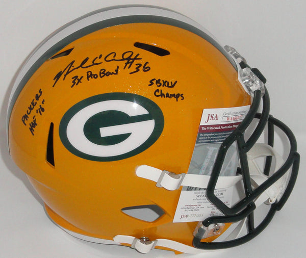 Packers NICK COLLINS Signed Full Size Replica Speed Helmet AUTO w/ 3 Scripts JSA