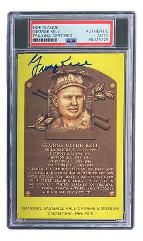 George Kell Signed 4x6 Detroit Tigers HOF Plaque Card PSA 8502729