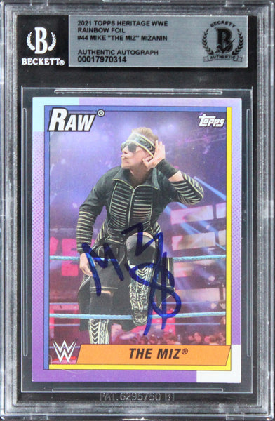 Mike "The Miz" Mizanin Signed 2021 Topps Heritage WWE RF #44 Card BAS Slabbed