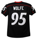 Derek Wolfe Autographed/Signed College Style Black XL Jersey 13897