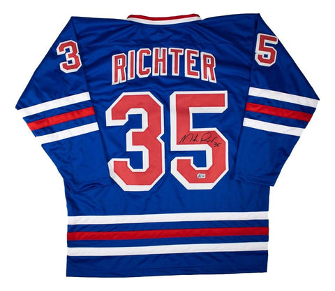 Mike Richter New York Signed Blue Hockey Jersey BAS