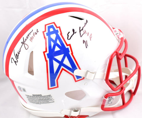 Warren Moon Earl Campbell Signed Oilers F/S Speed Authentic Helmet-BeckettW Holo