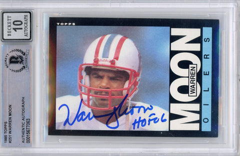 Warren Moon Autographed 1985 Topps #251 (Grade 10) Slabbed BAS 39886