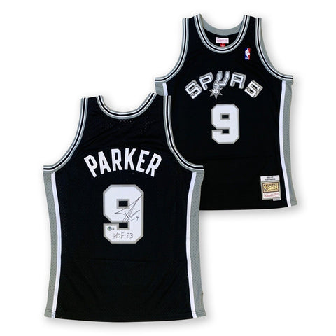 Tony Parker Autographed San Antonio Basketball Swingman Jersey HOF 23 Beckett
