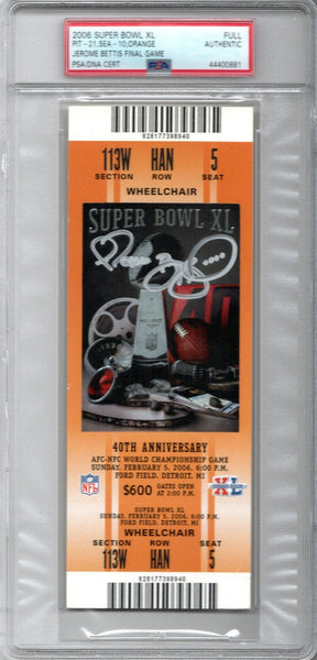 Jerome Bettis Signed Pittsburgh Steelers Super Bowl XL Encapsulated Ticket PSA