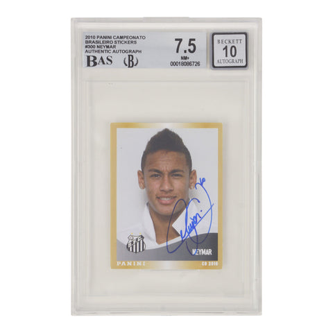 Neymar Jr Signed 2010 Panini Campeonato Brasileiro Stickers #300 - BGS 7.5