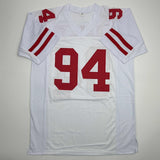 Autographed/Signed Charles Haley San Francisco White Football Jersey JSA COA