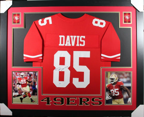 VERNON DAVIS (49ers red SKYLINE) Signed Autographed Framed Jersey Beckett