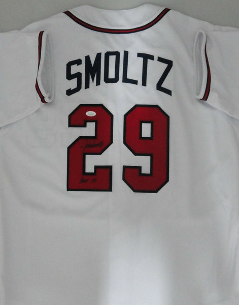Braves JOHN SMOLTZ Signed Custom Replica Atlanta White Jersey AUTO w/ HOF - JSA