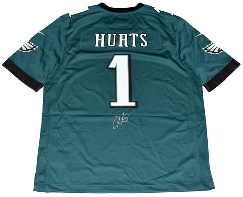 JALEN HURTS SIGNED PHILADELPHIA EAGLES #1 GREEN NIKE SUPER BOWL LIX JERSEY