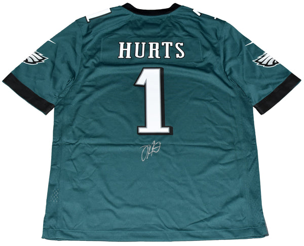 JALEN HURTS SIGNED PHILADELPHIA EAGLES #1 GREEN NIKE SUPER BOWL LIX JERSEY