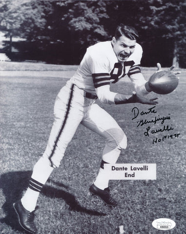 Dante Lavelli HOF Autographed B/W 8x10 Photo Cleveland Browns JSA