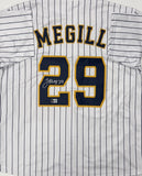 TREVOR MEGILL Signed Custom Replica Pinstripe Brewers Jersey AUTO - BAS