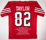 John Taylor Signed San Francisco 49ers Stat Jersey (Beckett) 3xSuper Bowl Champ