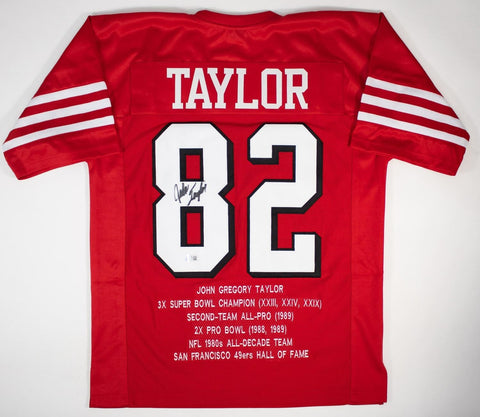 John Taylor Signed San Francisco 49ers Stat Jersey (Beckett) 3xSuper Bowl Champ