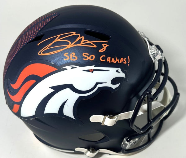 Broncos BRANDON McMANUS Signed Full Size Replica Helmet AUTO w/ SB Champ - JSA