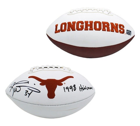 Ricky Williams Signed Texas Longhorns Embroidered White Football w- "HT 98" Insc