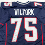 Autographed/Signed Vince Wilfork New England Blue Jersey Beckett BAS COA
