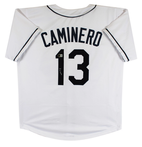 Junior Caminero Authentic Signed White Pro Style Jersey Autographed BAS