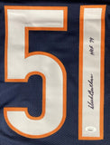 Dick Butkus Chicago Signed Blue Football Jersey HOF 79 Inscribed JSA