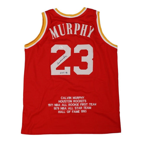 Calvin Murphy Signed Houston Rockets Career Stat Jersey (JSA COA) All Star Guard