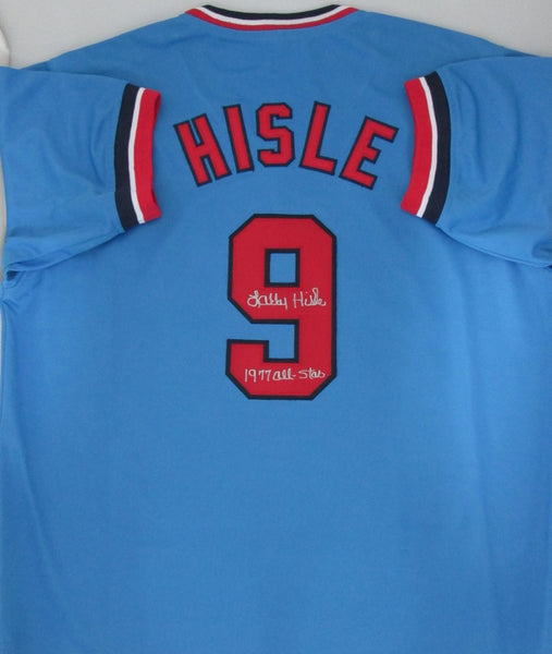 Minnesota Twins LARRY HISLE Custom Blue Jersey AUTO w/ "1977 All Star" - #9033