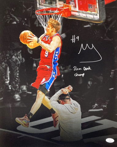 Mac McClung Signed 16x20 76ers NBA Slam Dunk Champion Spotlight Photo JSA