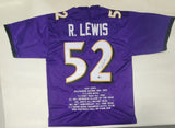 RAY LEWIS AUTOGRAPHED SIGNED PRO STYLE CUSTOM XL STAT JERSEY BECKETT QR
