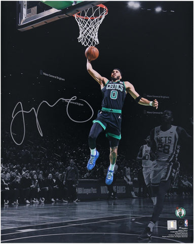 Jayson Tatum Boston Celtics Signed 16x20 Spotlight Dunk Vs. Brooklyn Nets Photo