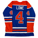Autographed/Signed Kevin Lowe "HOF 2020" Edmonton Blue Hockey Jersey BAS COA