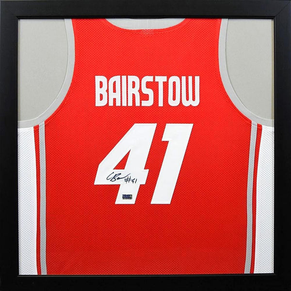 CAMERON BAIRSTOW SIGNED NEW MEXICO LOBOS #41 RED BASKETBALL FRAMED JERSEY COA
