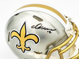 Chris Olave Signed New Orleans Saints Flash Gray Speed Mini Helmet Beckett Wit