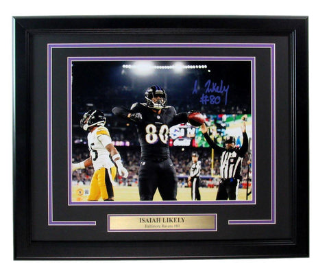 Isaiah Likely Ravens Autographed 11x14 Photo Framed Beckett 184988