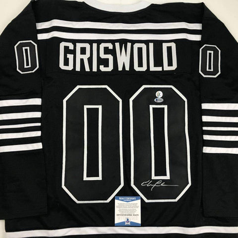 Autographed/Signed Chevy Chase Clark Griswold Chicago Black Jersey Beckett COA