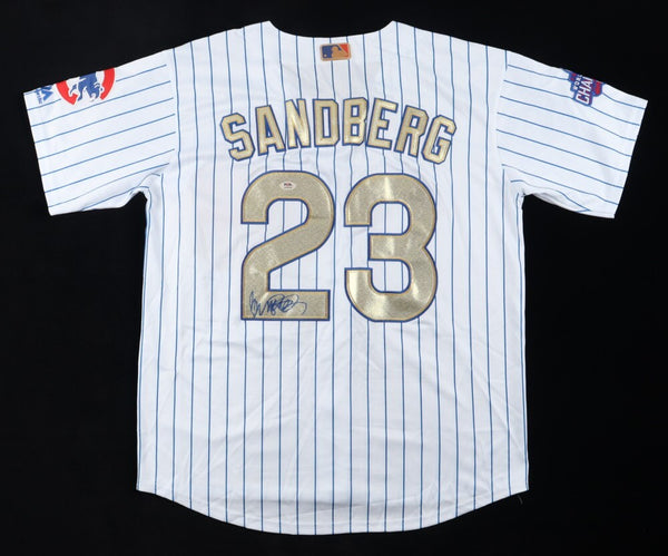 Ryne Sandberg Signed Chicago Cubs Majestic 2016 World Series Jersey (PSA) HOF 05