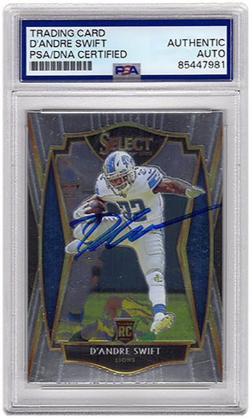 D'Andre Swift Signed Lions 2020 Panini Select RC Football Card #151 - (PSA/DNA)