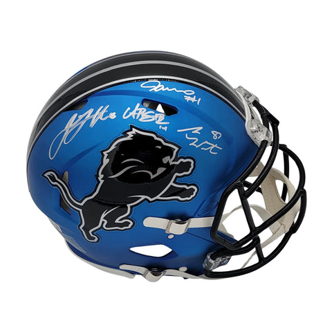 Jared Goff Amon-Ra St. Brown LaPorta Jameson Signed Lions ALT Authentic Helmet