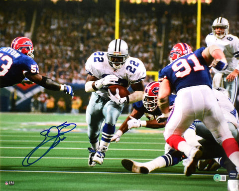 Emmitt Smith Autographed Cowboys 16x20 Running v. Bills Photo- Beckett W Holo