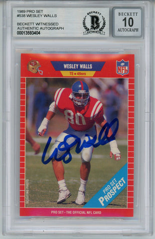 Wesley Walls Autographed/Signed 1989 Pro Set Rookie Card Beckett Slab 35010