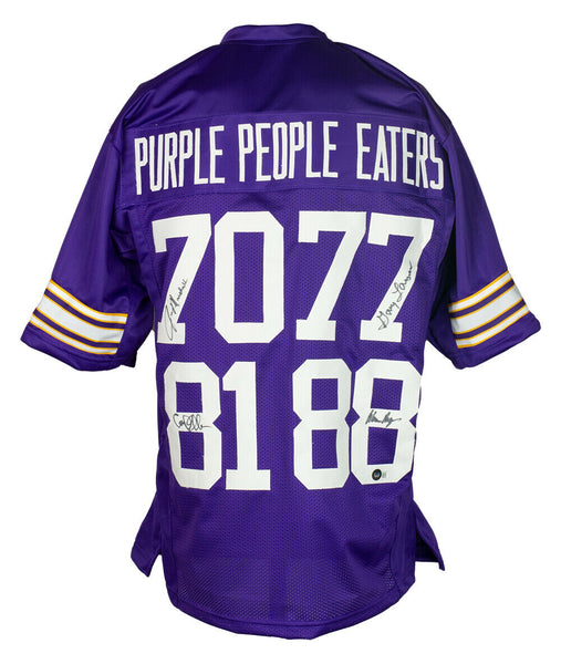 Purple People Eaters Multi Signed Custom Purple ProStyle Football Jersey BAS