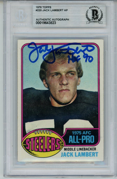 Jack Lambert Autographed/Signed 1976 Topps #229 Slab Trading Card Beckett 56932