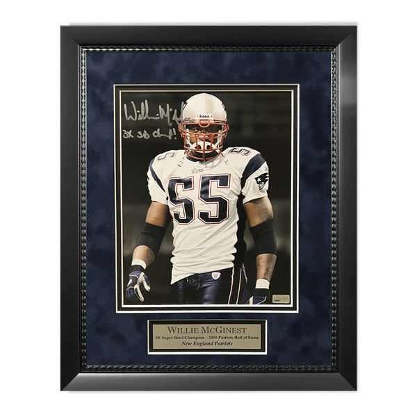 Willie McGinest Signed Autographed Photo Framed to 11x14 w/ "3x SB Champ" NEP