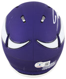 Vikings Jordan Addison Authentic Signed Purple Speed Mini Helmet BAS Witnessed