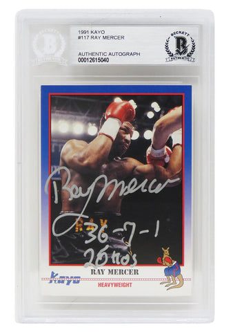 Ray Mercer Autographed 1991 Kayo Boxing Card #117 w/36-7-1, 26 KO's - Beckett