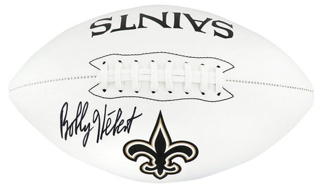 Bobby Hebert Signed Saints Franklin White Logo Football - (SCHWARTZ SPORTS COA)
