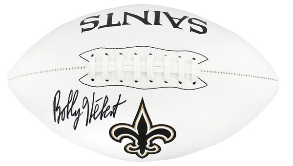Bobby Hebert Signed Saints Franklin White Logo Football - (SCHWARTZ SPORTS COA)