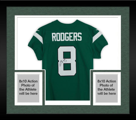 Framed Aaron Rodgers New York Jets Autographed Nike Green Elite Jersey