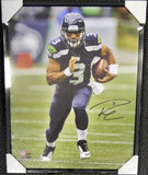 RUSSELL WILSON AUTOGRAPHED FRAMED 24X30 CANVAS PHOTO SEAHAWKS RW HOLO 107487
