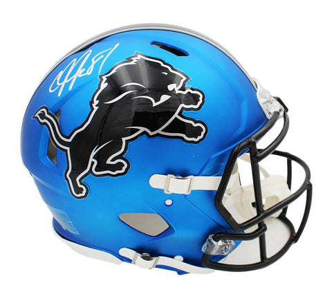 Calvin Johnson Signed Detroit Lions Speed Auth Alternate 2024 Dark Blue Helmet